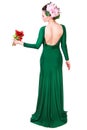 Beautiful young woman in a green evening dress Royalty Free Stock Photo