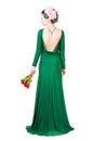 Beautiful young woman in a green evening dress Royalty Free Stock Photo