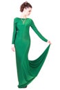 Beautiful young woman in a green evening dress Royalty Free Stock Photo