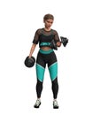 3D illustration of a beautiful young woman training with dumbells Royalty Free Stock Photo