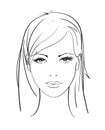 Beautiful young woman with hairstyle and expressive look. Fashion sketch. Fashion girls face. Hand-drawn fashion model. Woman face