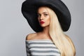 Beautiful young woman in hat. summer fashion girl Royalty Free Stock Photo