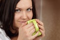 Beautiful young woman having morning coffee Royalty Free Stock Photo