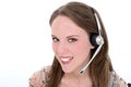 Beautiful Young Woman With Headset Over White Royalty Free Stock Photo