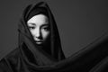 beautiful young woman in Hijab. Black and white portrait Royalty Free Stock Photo