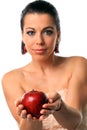 Beautiful young woman holding apple Royalty Free Stock Photo