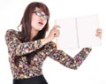 Beautiful young woman holding a blank book Royalty Free Stock Photo