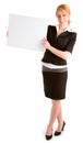 Beautiful Young Woman Holding a Blank White Sign Royalty Free Stock Photo