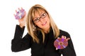 Beautiful young woman holding compact disc Royalty Free Stock Photo