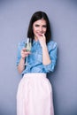 Beautiful young woman holding glass of champagne Royalty Free Stock Photo