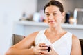 Beautiful young woman holding glass with red wine Royalty Free Stock Photo