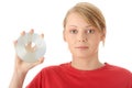 Beautiful young woman holding up a disc Royalty Free Stock Photo
