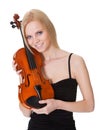 Beautiful young woman holding violin Royalty Free Stock Photo