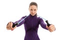 Beautiful young woman with jump rope around neck Royalty Free Stock Photo