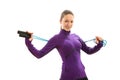 Beautiful young woman with jump rope Royalty Free Stock Photo