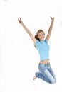 Beautiful young woman jumping Royalty Free Stock Photo