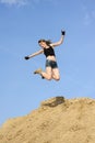 beautiful young woman jumping