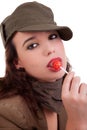 Beautiful young woman with a lollipop Royalty Free Stock Photo