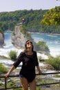 Beautiful young woman portrait in Rhine falls ,Switzerland Royalty Free Stock Photo