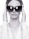Fashion monochrome portrait of beauty girl in glasses Royalty Free Stock Photo