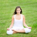 Beautiful young woman meditating outdoo Royalty Free Stock Photo