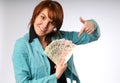 The beautiful young woman with money Royalty Free Stock Photo