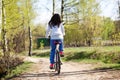 Beautiful young woman with mountain bicycle Royalty Free Stock Photo