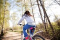 Beautiful young woman with mountain bicycle Royalty Free Stock Photo