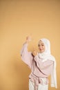 woman muslim asian woman presenting dressed in the hijab modern style Royalty Free Stock Photo