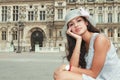 Beautiful Young Woman in Paris Royalty Free Stock Photo