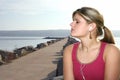 Beautiful Young Woman at Park Listening to Music Royalty Free Stock Photo