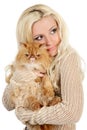 Beautiful young woman with Persian cat Royalty Free Stock Photo