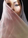 Beautiful young woman in pink hijab. beauty girl in sunlight Royalty Free Stock Photo