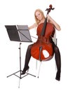 Beautiful young woman playing cello Royalty Free Stock Photo