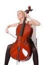 Beautiful young woman playing cello Royalty Free Stock Photo