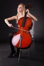 Beautiful young woman playing cello Royalty Free Stock Photo