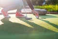 Beautiful young woman playing golf Royalty Free Stock Photo