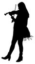 Girl playing violin vector silhouette.