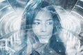 Beautiful young woman portrait double exposure Royalty Free Stock Photo