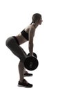 Beautiful young woman portrait fitness deadlift Royalty Free Stock Photo