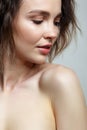 Beautiful young woman portrait with natural nude makeup Royalty Free Stock Photo