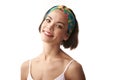 Beautiful young woman portrait with turban style headband Royalty Free Stock Photo