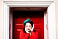 Beautiful young woman posing in vintage 1940s clothes Royalty Free Stock Photo