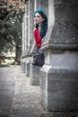 Beautiful young woman posing in vintage 1940s clothes Royalty Free Stock Photo