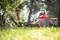 Beautiful young woman posing in vintage 1940s clothes Royalty Free Stock Photo