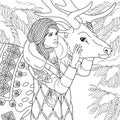 Winter girl coloring book page Royalty Free Stock Photo