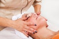 Beautiful young woman receiving facial massage Royalty Free Stock Photo