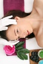 Beautiful young woman receiving facial massage in spa salon Royalty Free Stock Photo