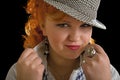 Young woman with red hairs in fedora hat Royalty Free Stock Photo