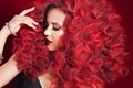 Beautiful young woman with red hair. Bright make-up and hairstyle. Royalty Free Stock Photo